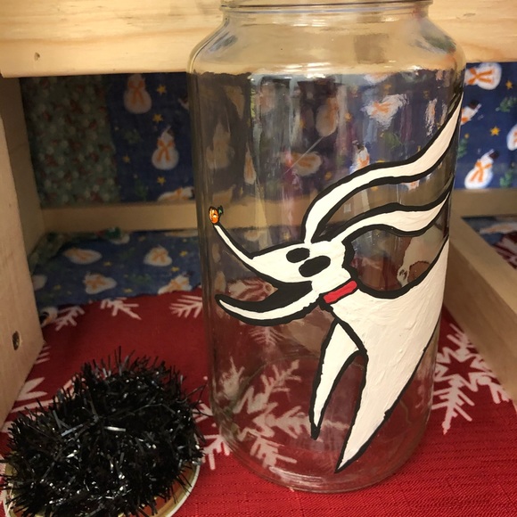 HAND CRAFTED-  Jack Skeleton’s Dog - Zero-  Handpainted Treat Jar - Picture 5 of 5